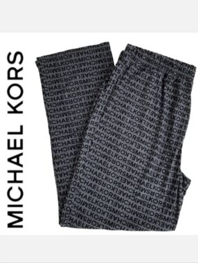 Michael Kors Loungewear Black & Gray Logo Print Sleep Pant L